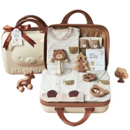 Baby Gift Box Set Cotton Boy and Girl Baby Bear Set Wooden Toy Suitcase Spring Autumn and Winter Gifts