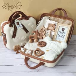 Baby Gift Box Set Cotton Boy and Girl Baby Bear Set Wooden Toy Suitcase Spring Autumn and Winter Gifts