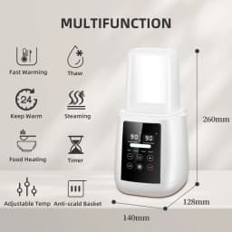 TINSOL Milk Warmer and Steriliser 6 in 1 Multifunction Breast Warmer Precise Temperature Control Baby Bottle Warmer