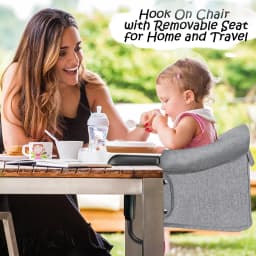 Hook-On Chair Fold-Flat Storage and Tight Fixing Clip on High Chair for Babies Toddlers Portable Booster Seat for Home Dining