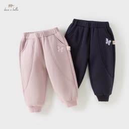 Dave Bella Children's Baby Pants Autumn Winter Girls Baby Fashion Casual Sweet Cute Velvet Knitted Trousers Warm  DB4254488