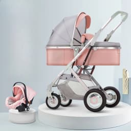 3-in-1 Shock-absorbing Baby Stroller Suitable for 0-3 Years Old Multifunctional Baby Stroller with Car Seat, Two-way Push