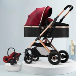 3-in-1 Shock-absorbing Baby Stroller Suitable for 0-3 Years Old Multifunctional Baby Stroller with Car Seat, Two-way Push