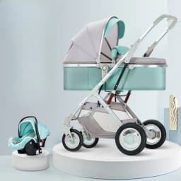 3-in-1 Shock-absorbing Baby Stroller Suitable for 0-3 Years Old Multifunctional Baby Stroller with Car Seat, Two-way Push