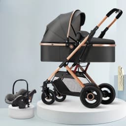 3-in-1 Shock-absorbing Baby Stroller Suitable for 0-3 Years Old Multifunctional Baby Stroller with Car Seat, Two-way Push