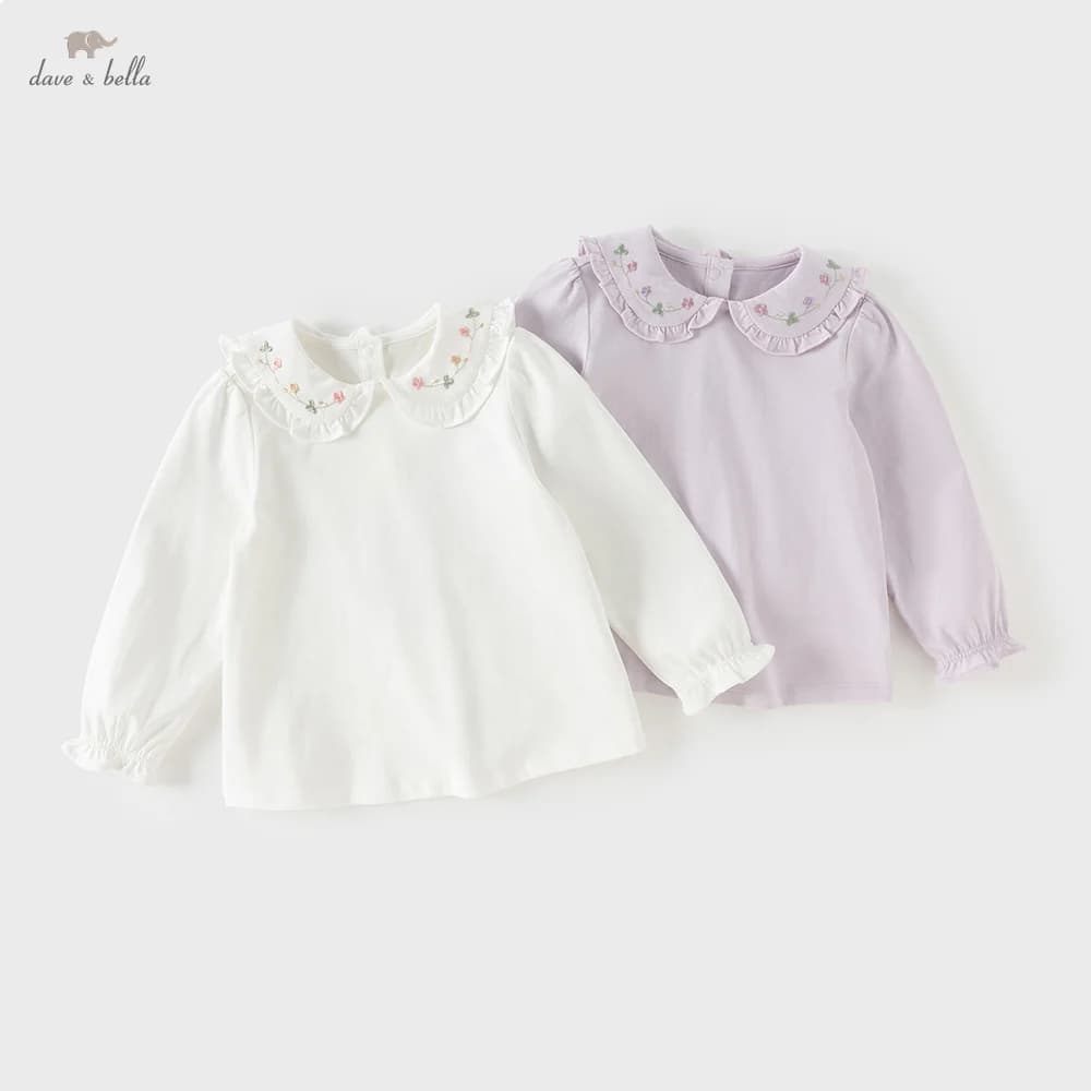 Dave Bella Children Cotton T-shirts Girls Clothing Spring Autumn Baby Casual Bottoming Tops Kids Long Sleeve Pullover DB1260230