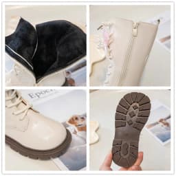 Princess Style Leather Boots for Girls 2025 New Winter Kids Plush Lining Mid-calf Boots Non-slip Simple Christmas Party Boots