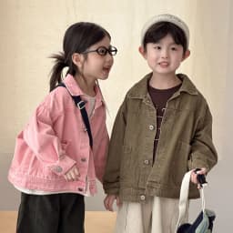 2026 Autumn New Children Long Sleeve Coat Solid Girls Loose Denim Jacket Boys Fashion Casual Cardigan Baby Tops Kids Clothes