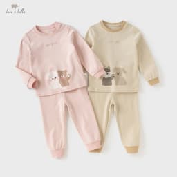 Dave Bella Girls Baby Pajama Set Autumn Winter Children's Comfortable Fashion Cute Sweet Cartoon Indoor Set Warm DB4253010