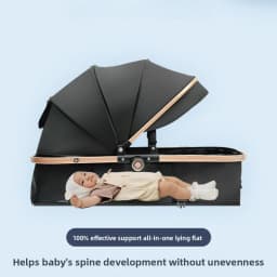 Lightweight Three-in-one Baby Stroller Foldable, Can Sit or Lie Down, High-view Sleeping Blue, Reversible Newborn Baby Stroller