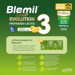 Blemil 3 Optimum Evolution - 1200g - Powdered Dairy Formula for Children from 1 to 3 Years Old - 0% Added Sugars, Without Palm Oil - Savings Format
