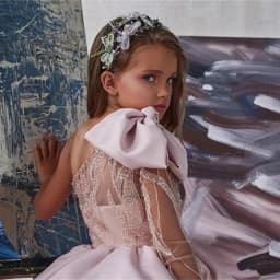 Girls' New Single-Shoulder Bow Fashionable High-End Piano Performance Little Host Party Princess Dress