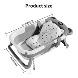 Collapsible Baby Bathtub for Newborn with Thermometer & Soft Floating Cushion,Portable Non-Slip Legs Large Infant Bathtub with Drain Hole,Baby Tubs