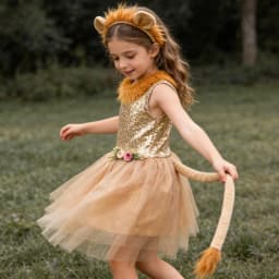 Girls Cute Lion Tulle Dress Kids Cartoon Beauty Clothing Halloween Party Outfit Children Stage Performance Show Clothing