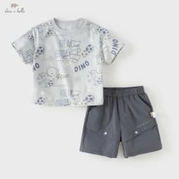 Dave Bella Boys Summer Suit Children Printed Short Sleeve T-shirt Shorts Two-Piece Set Casual Tops Pants Clothing Set DB2261490