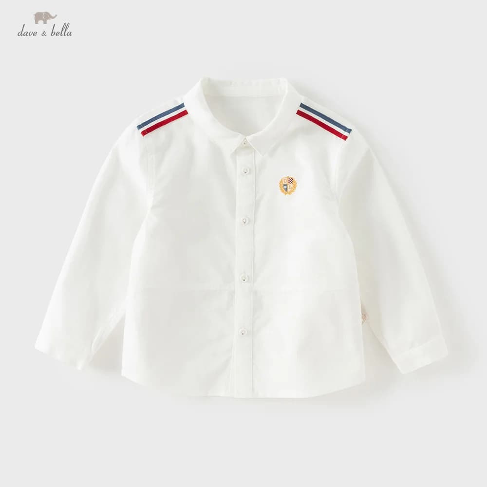 Dave Bella Children Pure Cotton Shirt Boys Clothes Autumn Spring Kids Elegant Formal Blouse Outdoor Tops College Style DB1260911