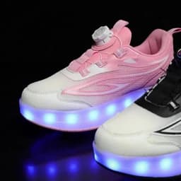 One-Click Retractable LED Light Up Roller Shoes, Breathable Skate Sneakers for Kids, Teens, Boys & Girls