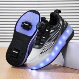One-Click Retractable LED Light Up Roller Shoes, Breathable Skate Sneakers for Kids, Teens, Boys & Girls