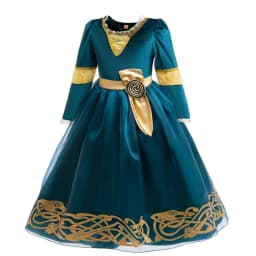 2026 Halloween Festival Party Dress Girls Cosplay Princess Merida Long Sleeves Cute Dress + Belt Accessories Set Birthday Gift