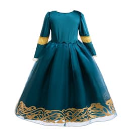 2026 Halloween Festival Party Dress Girls Cosplay Princess Merida Long Sleeves Cute Dress + Belt Accessories Set Birthday Gift