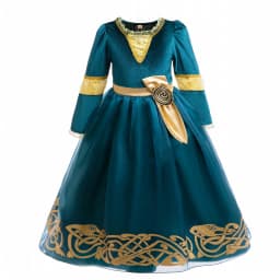2026 Halloween Festival Party Dress Girls Cosplay Princess Merida Long Sleeves Cute Dress + Belt Accessories Set Birthday Gift