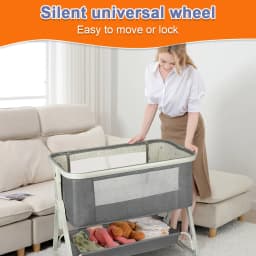 Independent baby bed, Cododo with mattress, co-sleep, newborn 25 kg. Height and Inclination adjustable, 4 wheels, breathable design, gray/black/khaki/Blue