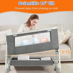 Independent baby bed, Cododo with mattress, co-sleep, newborn 25 kg. Height and Inclination adjustable, 4 wheels, breathable design, gray/black/khaki/Blue