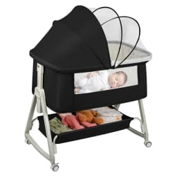 Independent baby bed, Cododo with mattress, co-sleep, newborn 25 kg. Height and Inclination adjustable, 4 wheels, breathable design, gray/black/khaki/Blue
