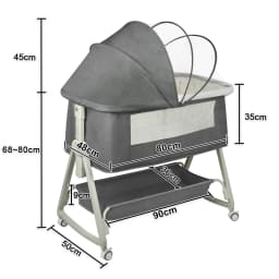 Independent baby bed, Cododo with mattress, co-sleep, newborn 25 kg. Height and Inclination adjustable, 4 wheels, breathable design, gray/black/khaki/Blue