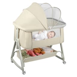 Independent baby bed, Cododo with mattress, co-sleep, newborn 25 kg. Height and Inclination adjustable, 4 wheels, breathable design, gray/black/khaki/Blue