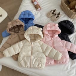 Children's Lightweight Down Cotton Jacket Baby Short Cotton Jacket Hooded Cotton Jacket for Boys and Girls Winter Outerwear