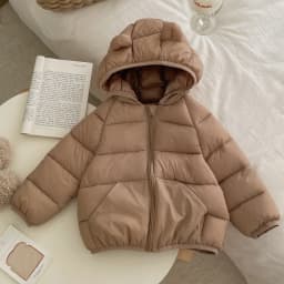 Children's Lightweight Down Cotton Jacket Baby Short Cotton Jacket Hooded Cotton Jacket for Boys and Girls Winter Outerwear