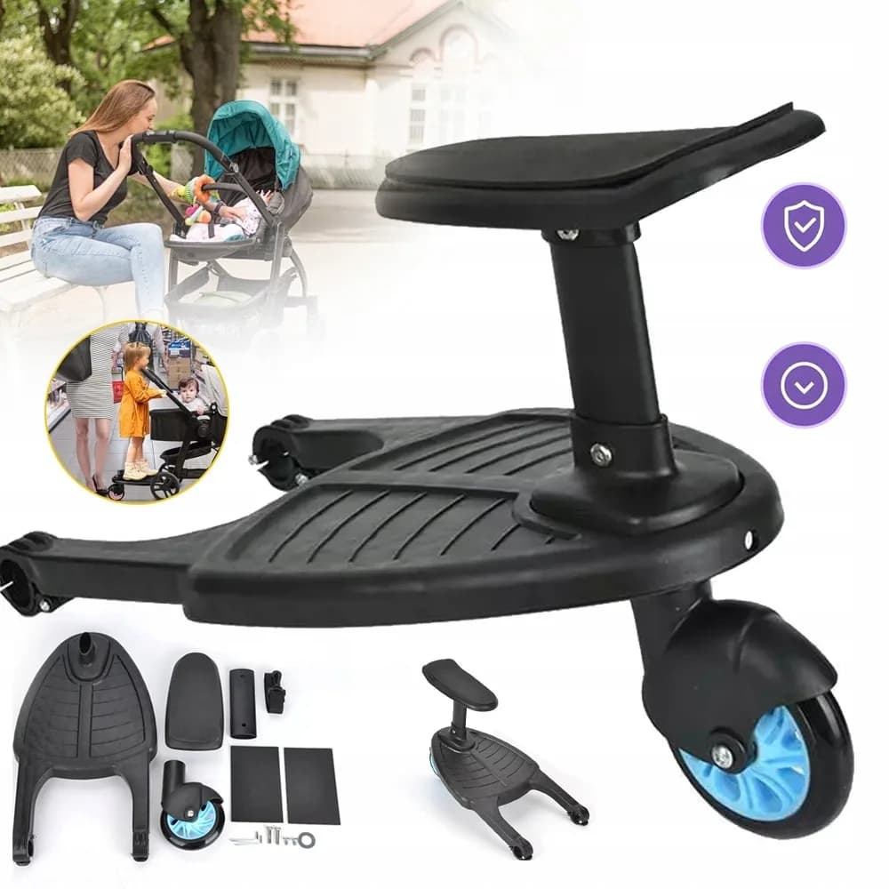 Buggy Board with Seat, Stroller Auxiliary Pedal Portable Kiddy Boards Standing Board, Removable and Assembling