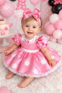 Summer Pink Satin Baby Girl Lolita Princess Dress With Bow Headband Toddler 1st Birthday Outfit Kids Photoshoot Party B642