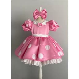 Summer Pink Satin Baby Girl Lolita Princess Dress With Bow Headband Toddler 1st Birthday Outfit Kids Photoshoot Party B642