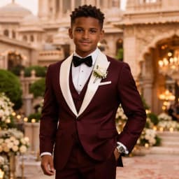 Boys Wedding Tuxedo with White Peak Lapel 3 Pieces Child Suit Set Jacket with Pants Vest Contrast Design Kids Outfit for Prom