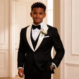 Boys Wedding Tuxedo with White Peak Lapel 3 Pieces Child Suit Set Jacket with Pants Vest Contrast Design Kids Outfit for Prom