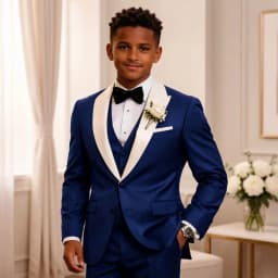 Boys Wedding Tuxedo with White Peak Lapel 3 Pieces Child Suit Set Jacket with Pants Vest Contrast Design Kids Outfit for Prom