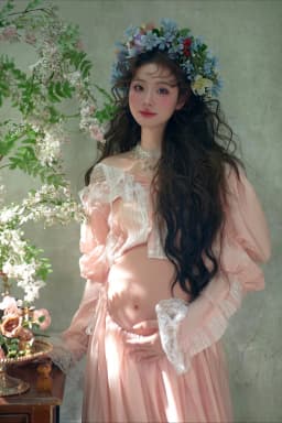 Women Elegant French Painting Style Maternity Dress for Photo Shoot Pregnancy Lace Top with Skirt 2pcs Dresses for Photography