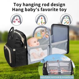 3 In 1 Diaper Bag Backpack Foldable Baby Bed Waterproof Travel Bag with USB Charge Diaper Bag Backpack with Changing Bed 3 types