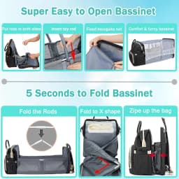 3 In 1 Diaper Bag Backpack Foldable Baby Bed Waterproof Travel Bag with USB Charge Diaper Bag Backpack with Changing Bed 3 types