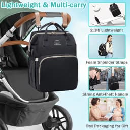 3 In 1 Diaper Bag Backpack Foldable Baby Bed Waterproof Travel Bag with USB Charge Diaper Bag Backpack with Changing Bed 3 types