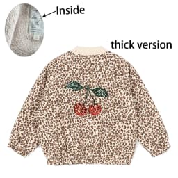-Cute Fruit Kitten Candy Pattern Embroidered Winter Coat Zipper Baseball Jacket for Children Back Printed 2026 New Children Coat