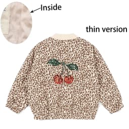 -Cute Fruit Kitten Candy Pattern Embroidered Winter Coat Zipper Baseball Jacket for Children Back Printed 2026 New Children Coat