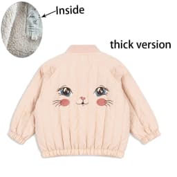 -Cute Fruit Kitten Candy Pattern Embroidered Winter Coat Zipper Baseball Jacket for Children Back Printed 2026 New Children Coat