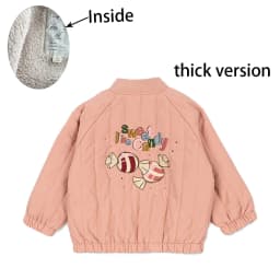 -Cute Fruit Kitten Candy Pattern Embroidered Winter Coat Zipper Baseball Jacket for Children Back Printed 2026 New Children Coat