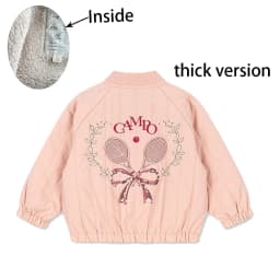 -Cute Fruit Kitten Candy Pattern Embroidered Winter Coat Zipper Baseball Jacket for Children Back Printed 2026 New Children Coat
