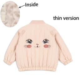 -Cute Fruit Kitten Candy Pattern Embroidered Winter Coat Zipper Baseball Jacket for Children Back Printed 2026 New Children Coat