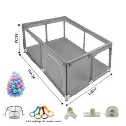 Large Baby Playpen Extra Large Safety Playpen for Toddlers Thickened Stainless Steel Frame Corner Sponge Protection Breathing Mesh Zipper Door Baby Activity Center Indoor Playground Safety Gate
