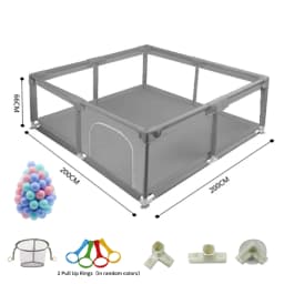 Large Baby Playpen Extra Large Safety Playpen for Toddlers Thickened Stainless Steel Frame Corner Sponge Protection Breathing Mesh Zipper Door Baby Activity Center Indoor Playground Safety Gate